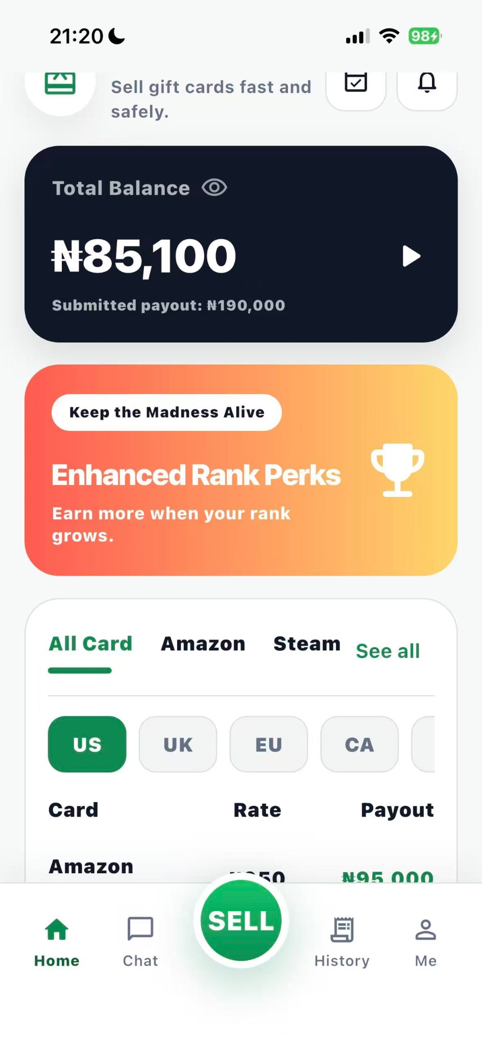 Hanison wallet home screen